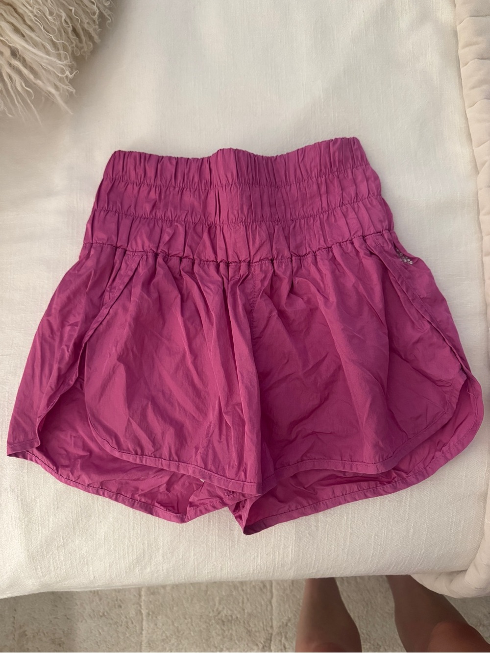 FP Movement by Free People Magenta High-Waist Smocked Athletic Shorts